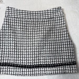 Oak & Fort Mini Skirt Womens Size 0 White Black Grid Tweed Mini Skirt Academia